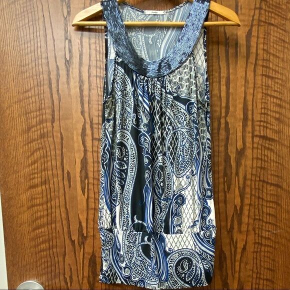 Papaya‎ beaded halter neck paisley floral print jersey knit tunic tank - Picture 1 of 7